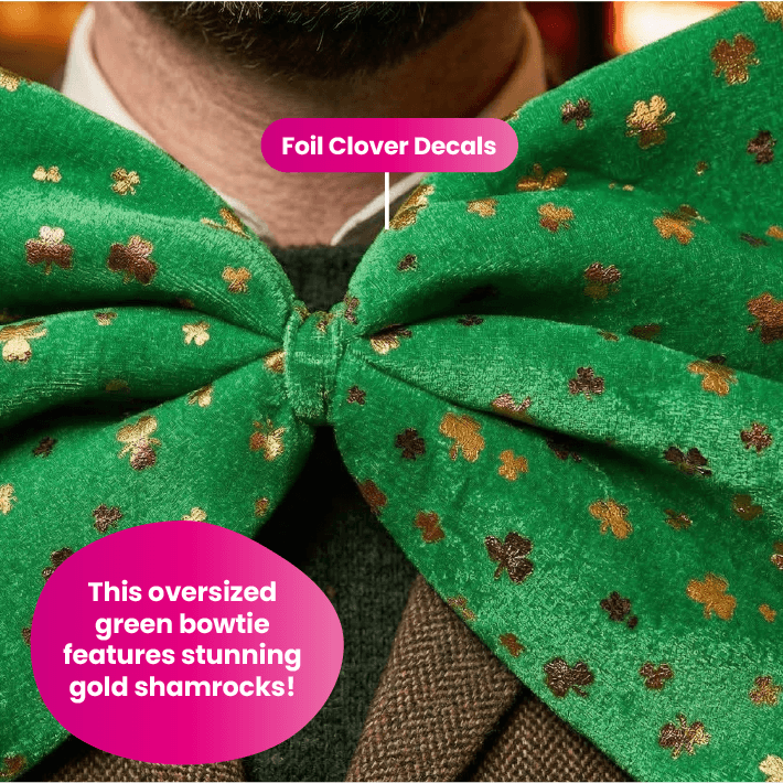 Giant Green Bowtie with Shamrock Detail