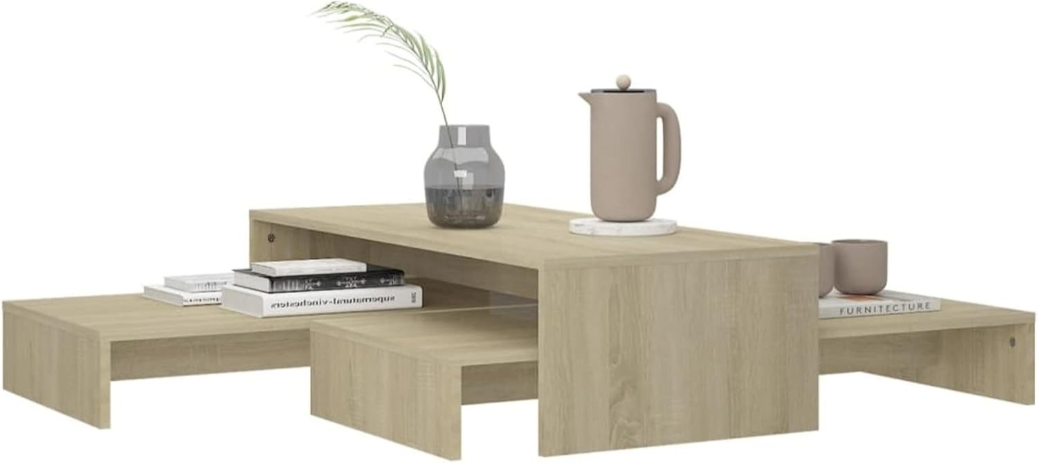 Modern Nesting Coffee Table Set Space-Saving Sonoma Oak-3