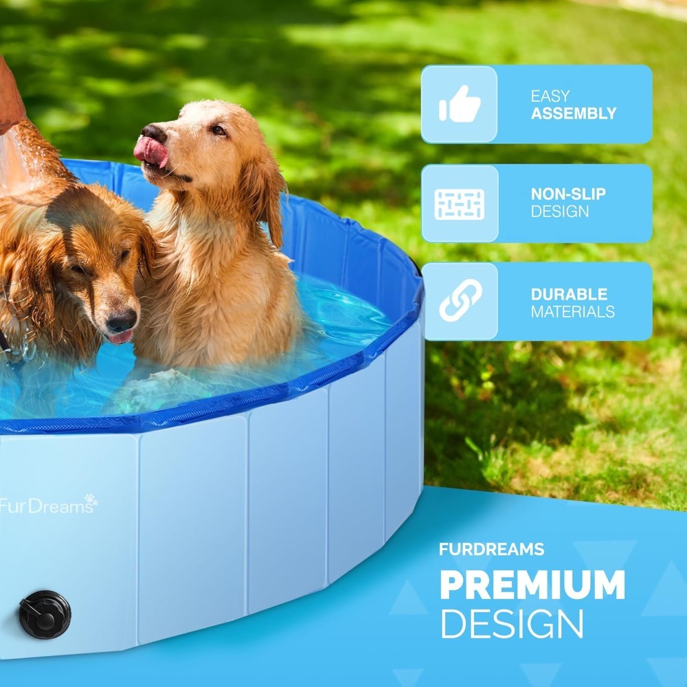 Foldable Dog & Kid Pool - Durable PVC Outdoor Bath, Anti-Slip Base
