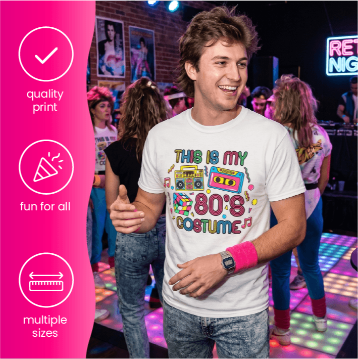 Adults 80’s Costume T-Shirt | White Graphic Tee
