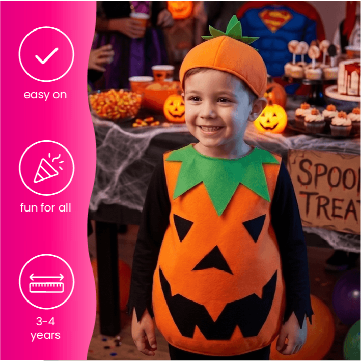 Kids Pumpkin Costume | 2 Pcs | Costume & Hat