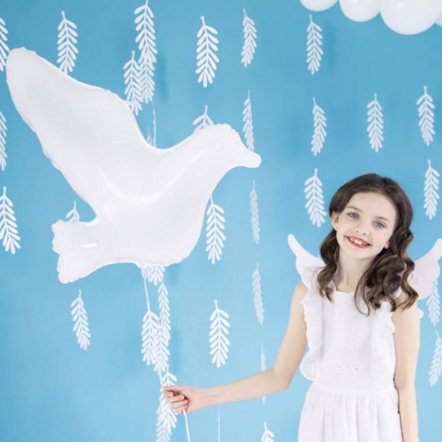 30 White Dove Foil Balloon Wedding Communion Bird Of Peace Decoration