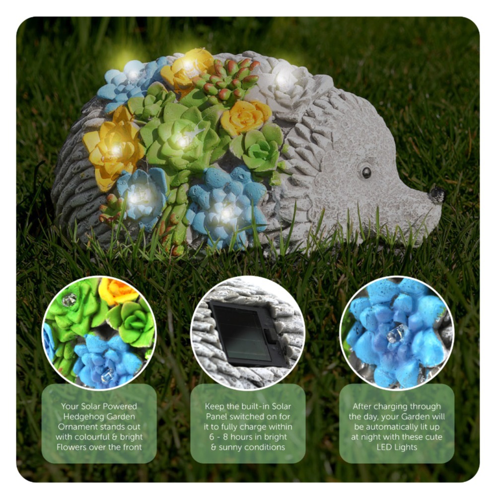 Solar Hedgehog Statue (12x23x12cm)