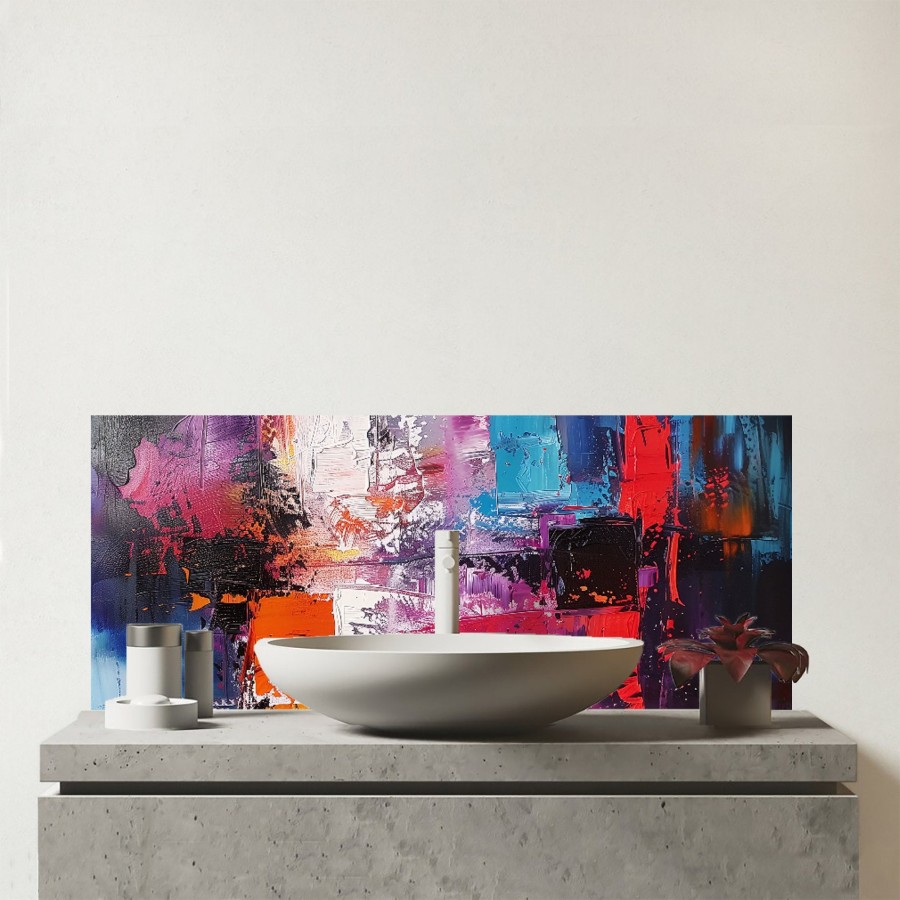 Click to view product details and reviews for Vibrant Metropolis A Palette Of Emotions Glass Bathroom Splashback.