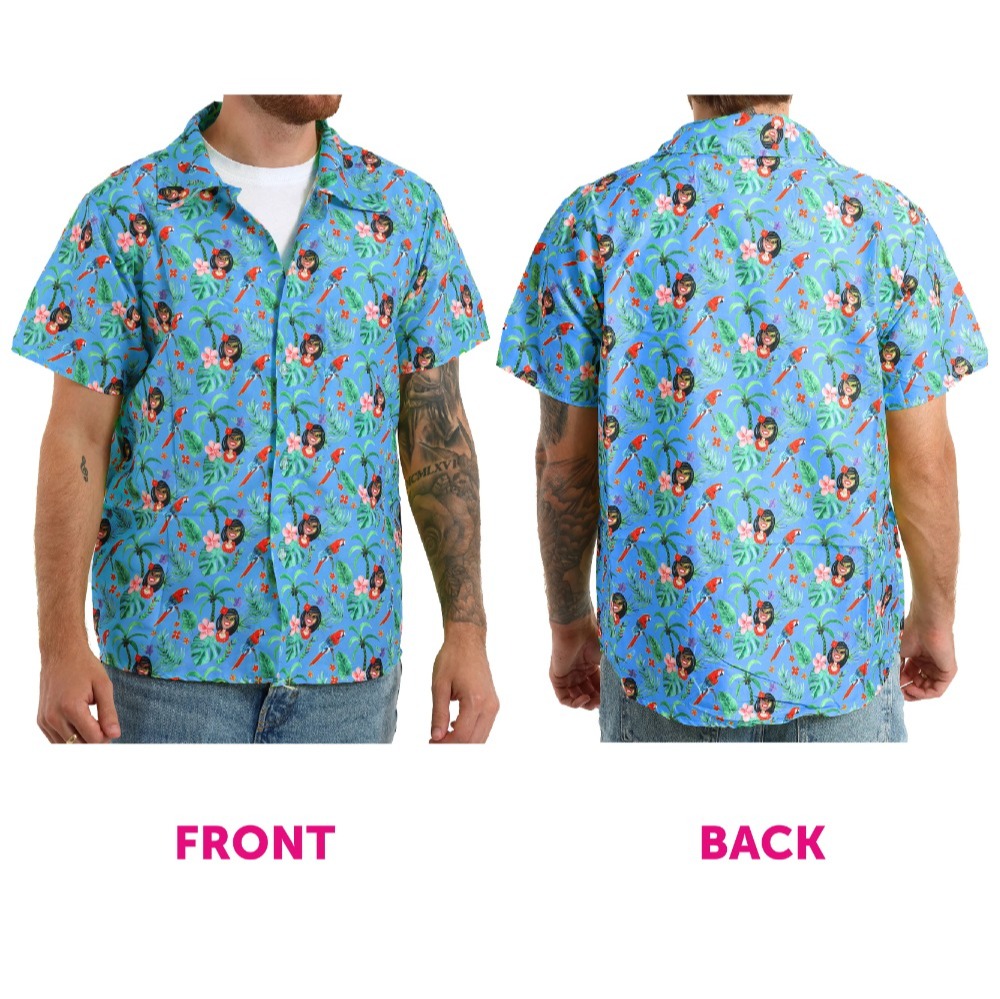Adults Hawaiian Costume | 3 Pcs | Unisex Blue Hawaiian Print Shirt, Sailor Hat & Sunglasses