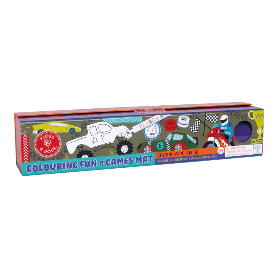 Floss & Rock Colouring Fun & Games Activity Mat - Cars and Vehicles