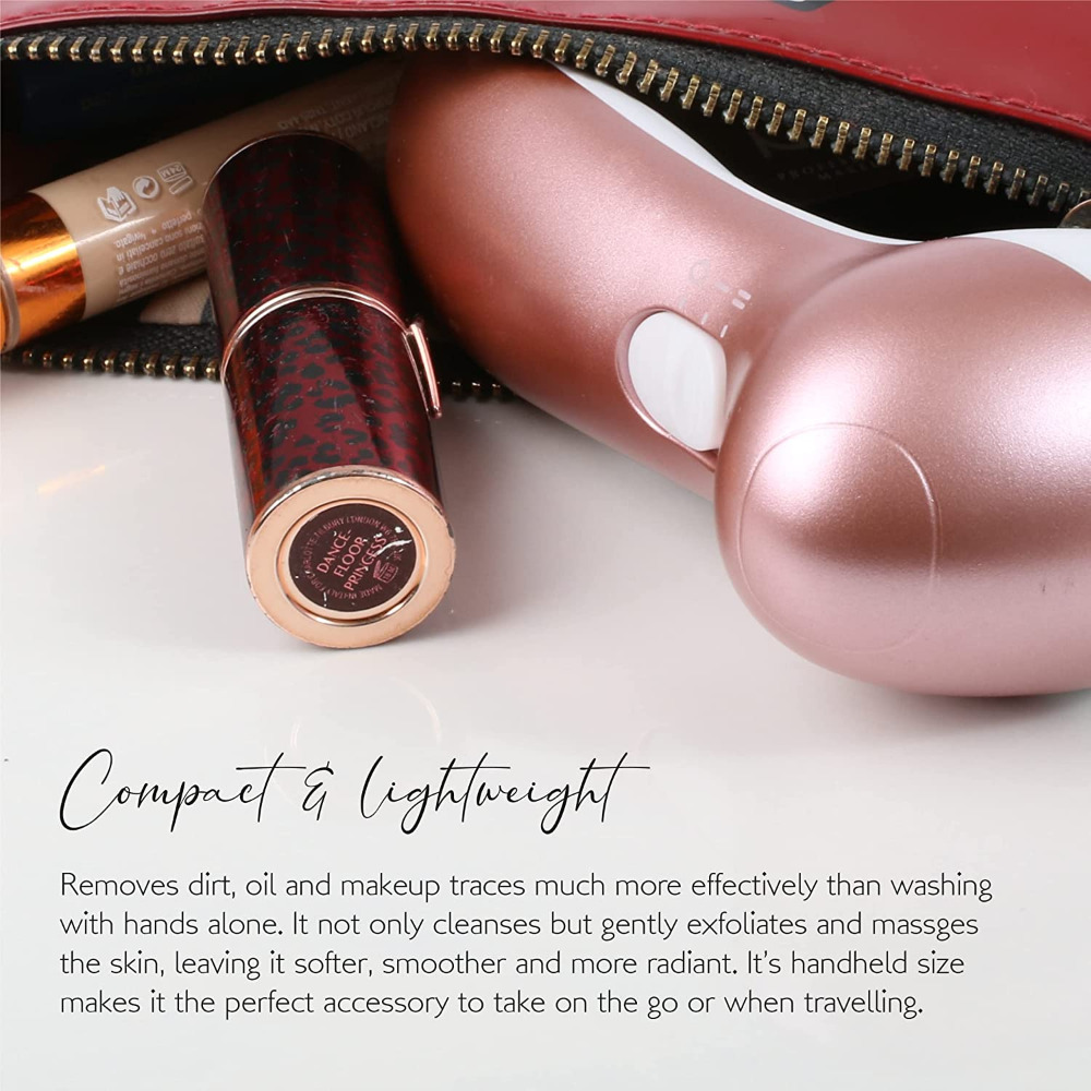 Electric Facial Cleanser - Compact and Lightweight Face Massager - Rose Gold