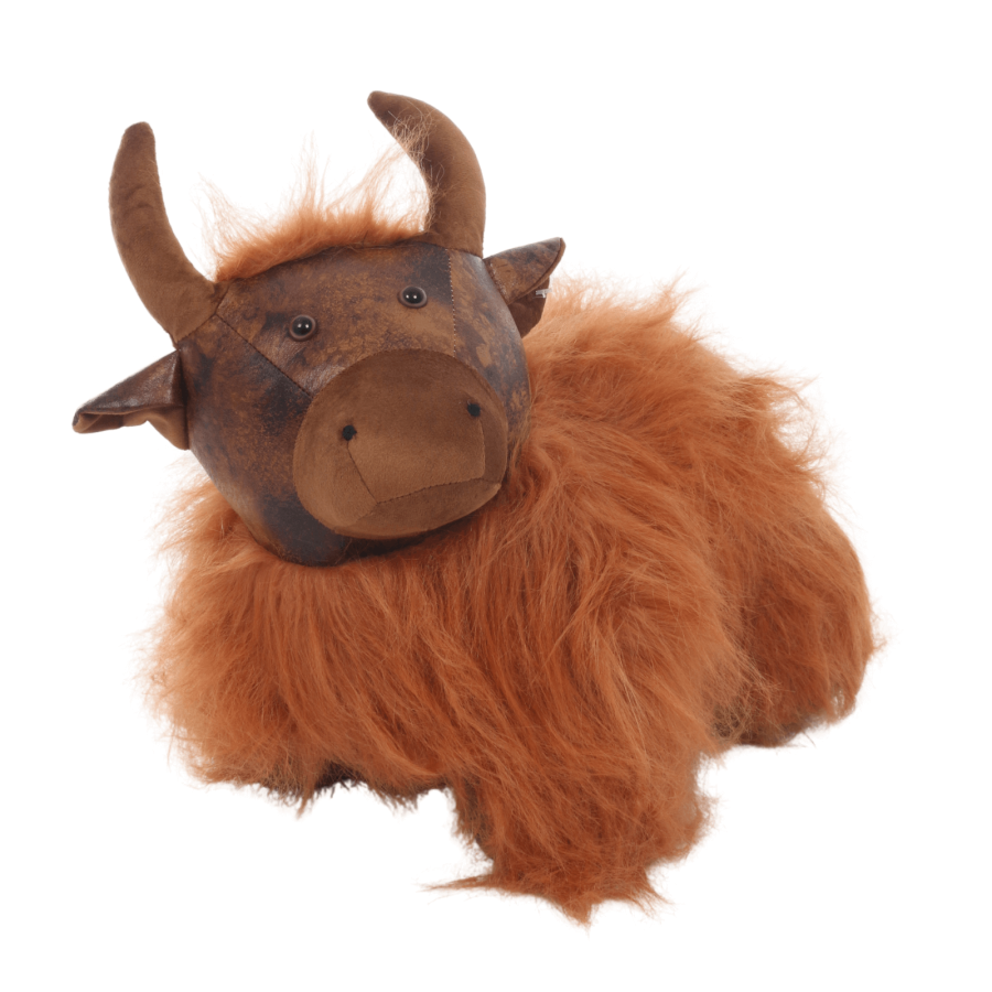 Click to view product details and reviews for Large Brown Standing Highland Cow Plush Door Stopper Horns.