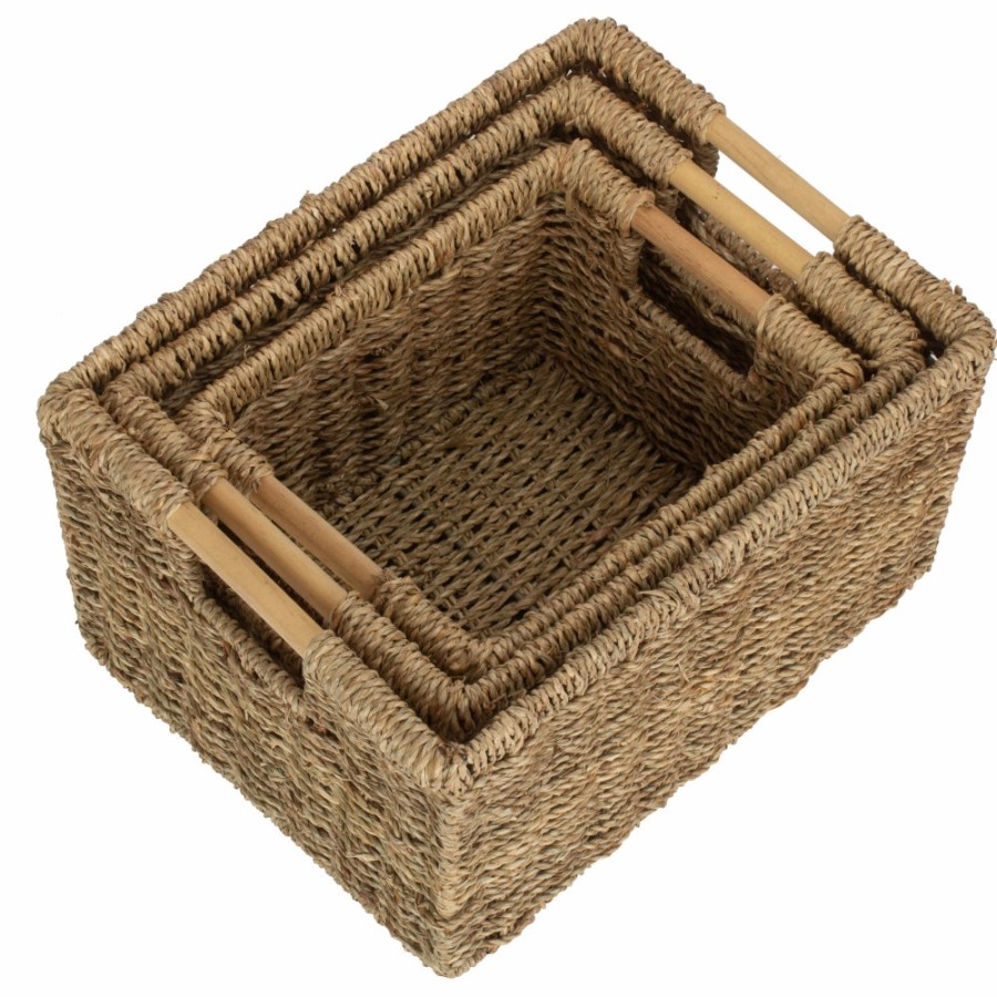 Red Hamper Nordic Seagrass Storage Basket - Set Of 3