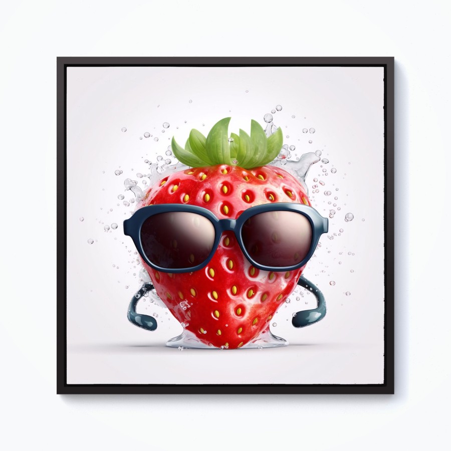 Click to view product details and reviews for Strawberry In Glasses Framed Canvas 10 X 10 Black.