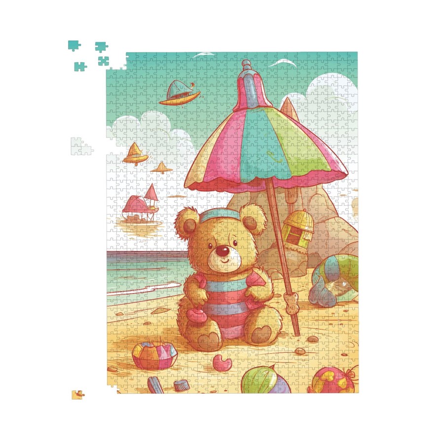 Lucky Teddy Bear On A Beach Holiday Jigsaw Puzzle