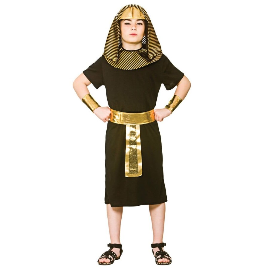 Boys Egyptian Pharaoh King Gold Black Halloween Costume L 8 10 Years