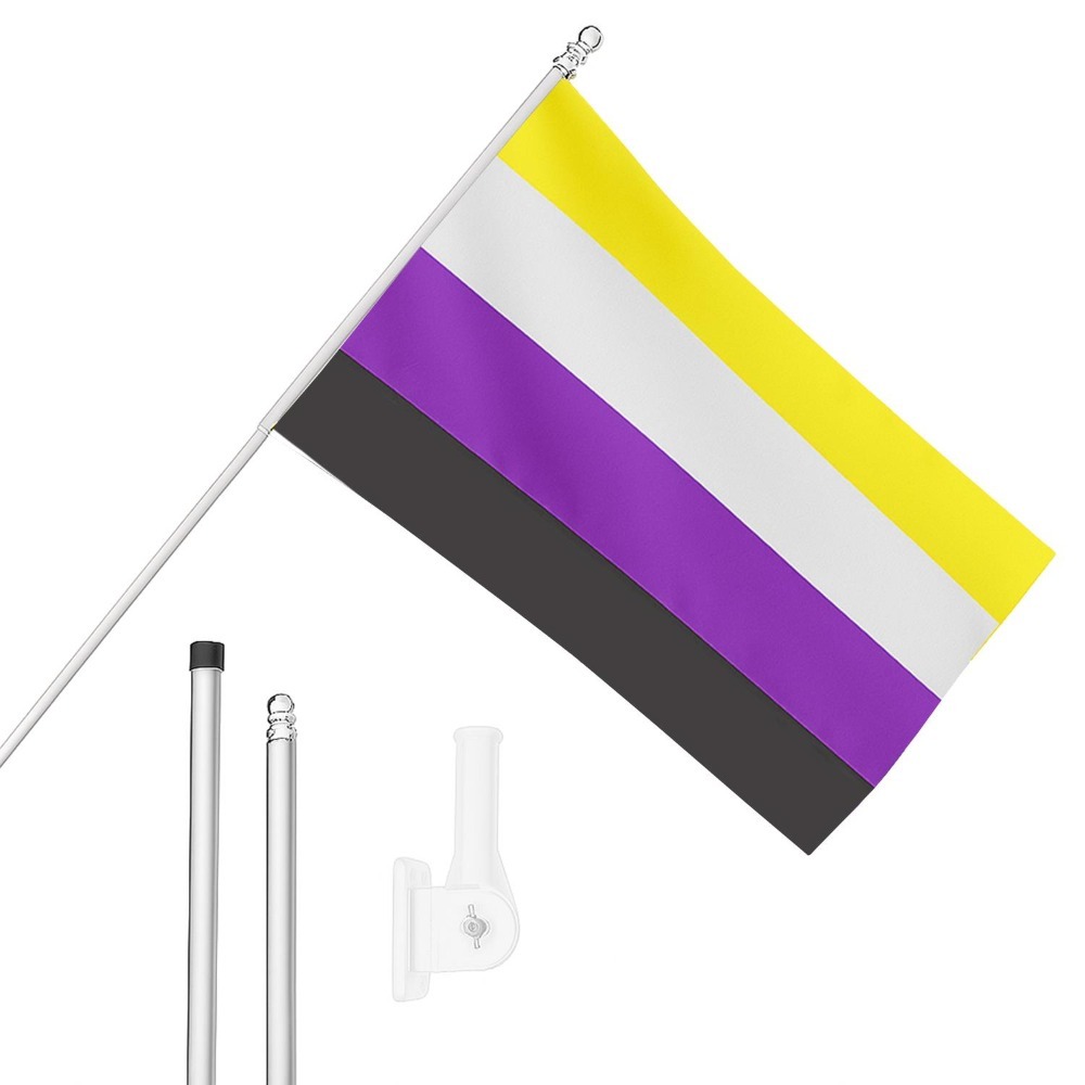 Click to view product details and reviews for Large 5ft X 3ft Non Binary Flag With 6ft Pole Wall Bracket.