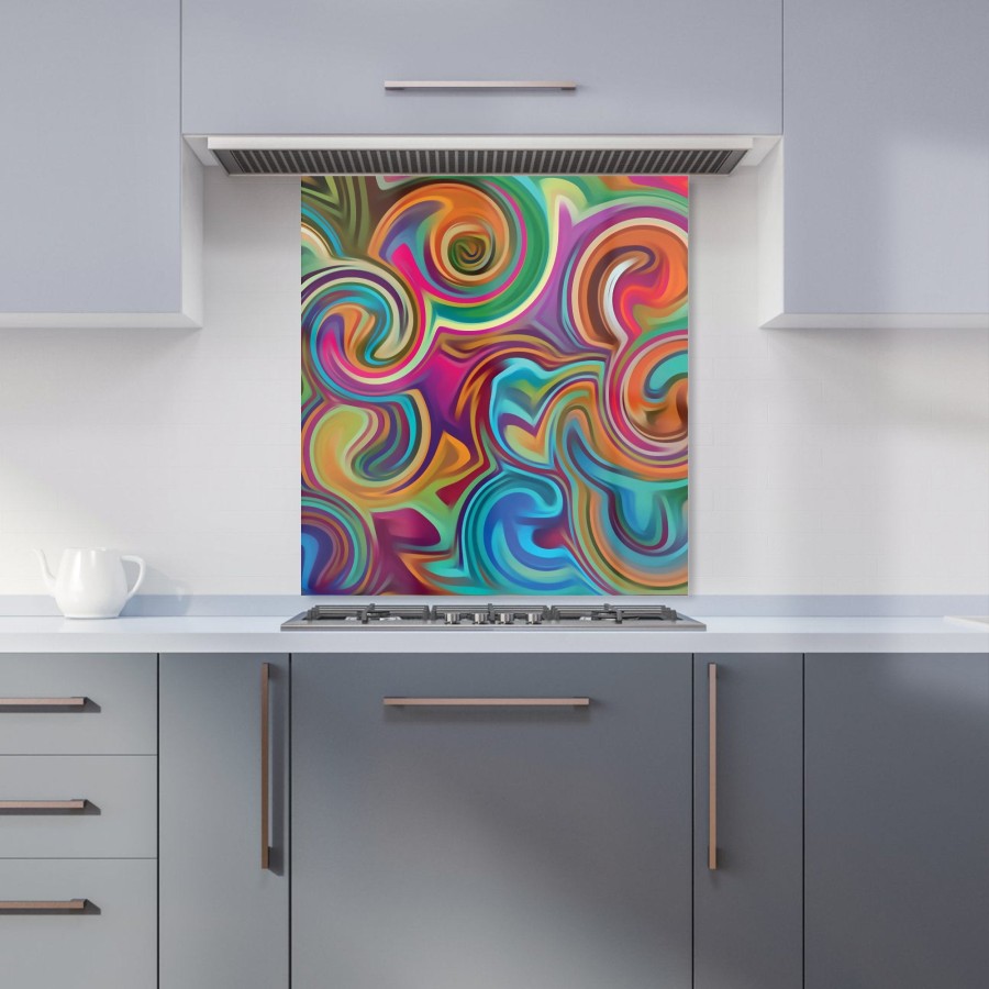Click to view product details and reviews for Colourful Wave Pattern Kitchen Splashback W600mm X H650mm.