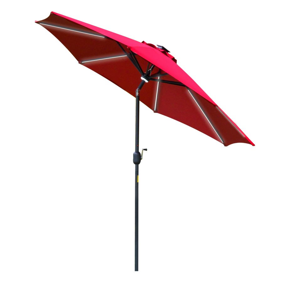 Click to view product details and reviews for Outsunny 27m Garden Parasol Summer Shelter W Led Solar Light Crank Tilt Red.