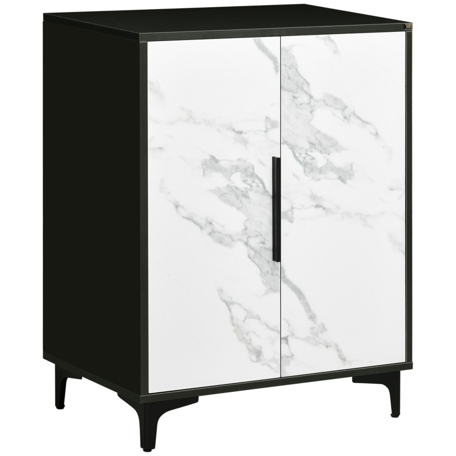 Click to view product details and reviews for Homcom Storage Cabinet With Marble Effect Doors And Adjustable Shelf Black.