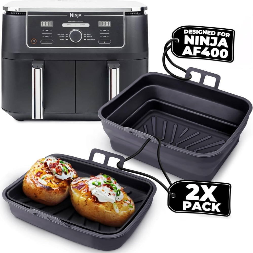 Tydi Silicone Air Fryer Liners – Pack of 2 – Dual Zone Compatible for Ninja AF400UK & Tower T17088 – Reusable & Non-Stick