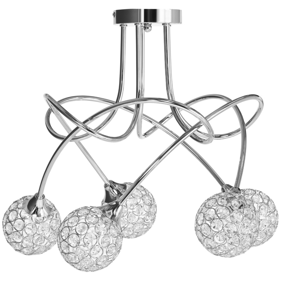 Click to view product details and reviews for Homcom Chandelier Ceiling Light Pendant Light With 5 Globe Lampshades Silver.