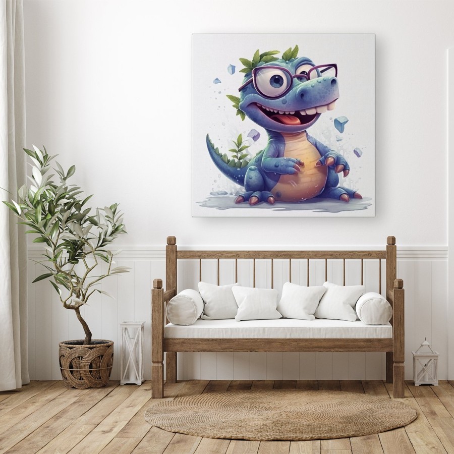 Click to view product details and reviews for Happy Dinosaur With Glasses Canvas Large 30 X 30.