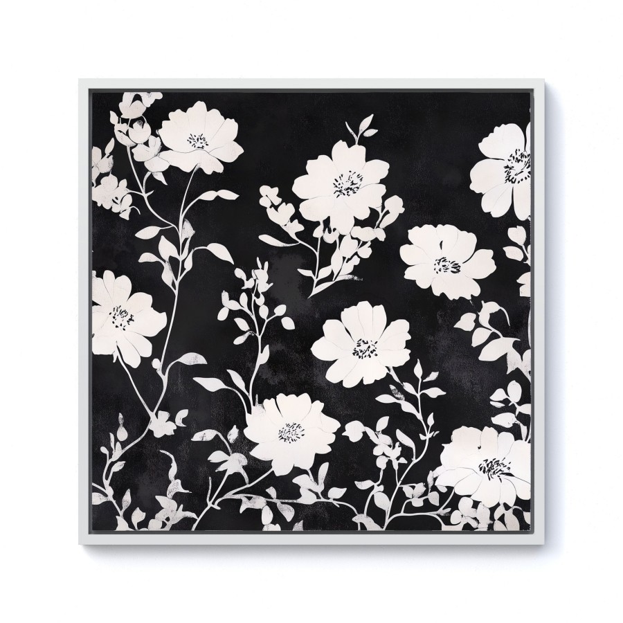 Click to view product details and reviews for Black And White Floral Silhouette Framed Canvas 10 X 10 White.