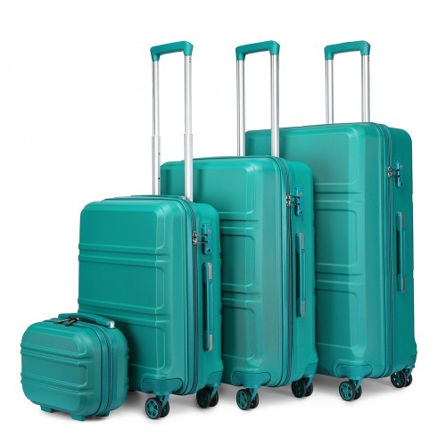 Click to view product details and reviews for K1871 1l Kono Abs Sculpted Horizontal Design 4 Pcs Suitcase Set With Vanity Case Teal.