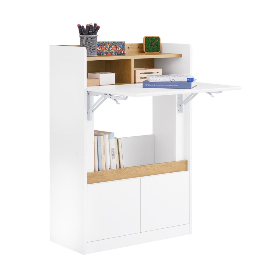Click to view product details and reviews for Sobuy Fwt109 Wn Home Office Folding Table Desk Computer Desk Workstation With 2 Drawers White And Natural.