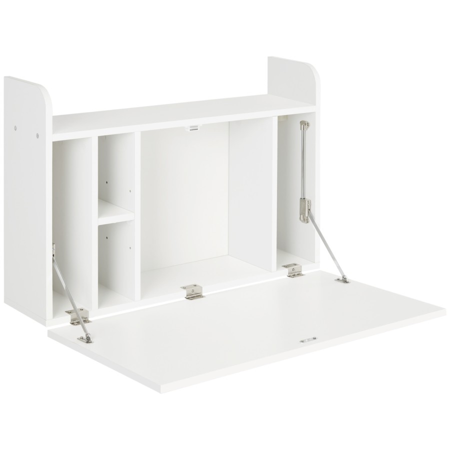Click to view product details and reviews for Homcom Wall Mounted Table Drop Leaf Floating Laptop Desk With Space Saving Storage Compartments For Home Office And Study White.
