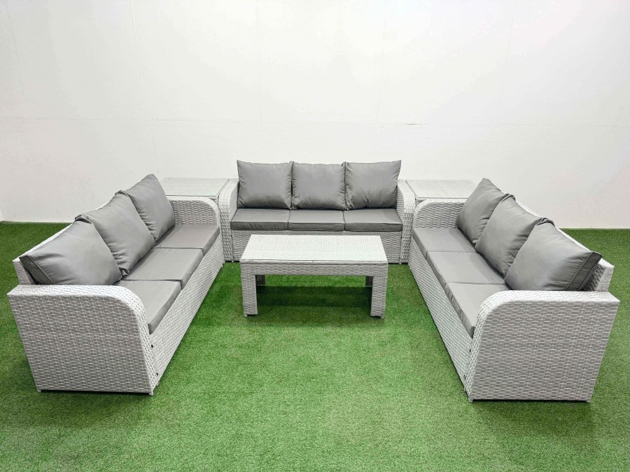 Click to view product details and reviews for Fimous Pe Rattan Lounge Sofa Set 9 Seater Outdoor Garden Furniture Set With Oblong Coffee Table 3 Seater Sofa 2 Side Table Light Grey. Click to view product details and reviews for Fimous Pe Rattan Lounge Sofa Set 9 Seater Outdoor Garden Furniture Set With Oblong Coffee Table 3 Seater Sofa 2 Side Table Light Grey.