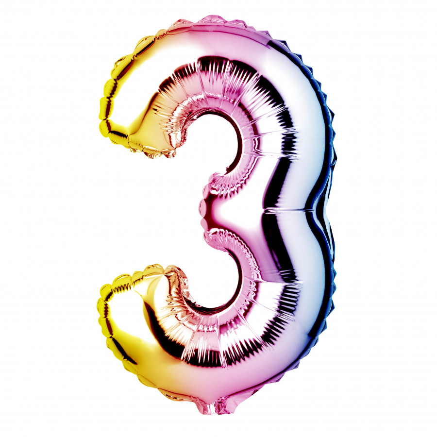 Click to view product details and reviews for 34 Giant Foil Pastel Rainbow Number 3 Balloon.