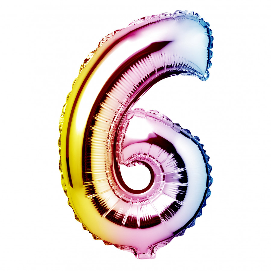 Click to view product details and reviews for 34 Giant Foil Pastel Rainbow Number 6 Balloon.