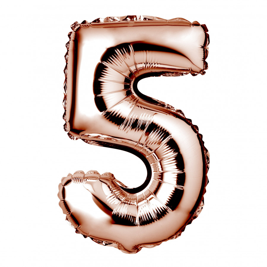 Click to view product details and reviews for 34 Giant Foil Rose Gold Number 5 Balloon.