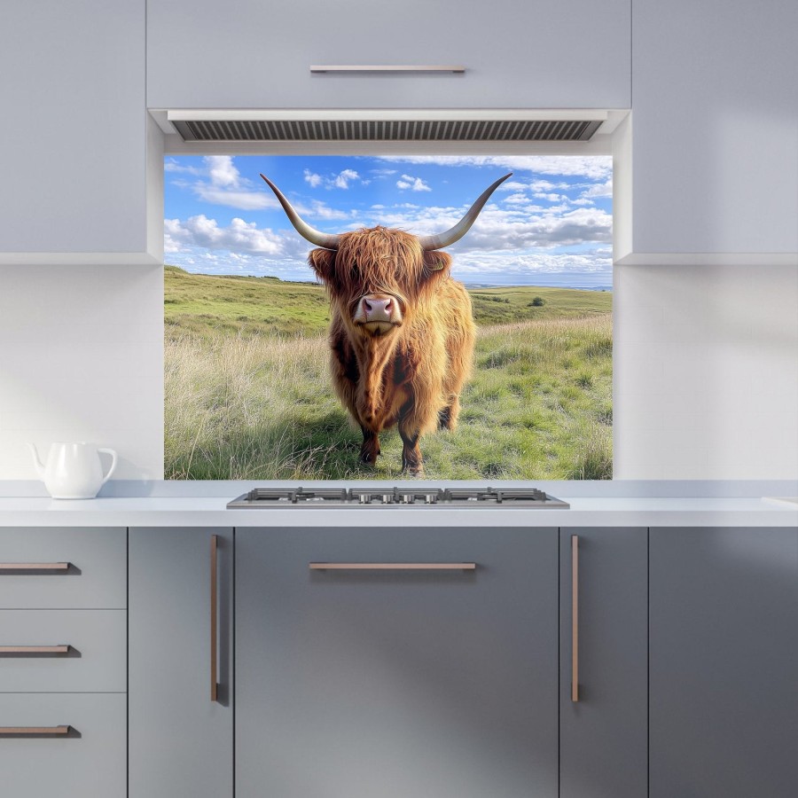 Click to view product details and reviews for Highland Cow In Summer Kitchen Splashback W900mm X H650mm.