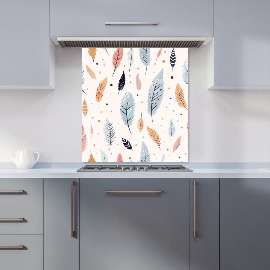 Click to view product details and reviews for Pastel Feather Pattern Kitchen Splashback W700mm X H750mm.