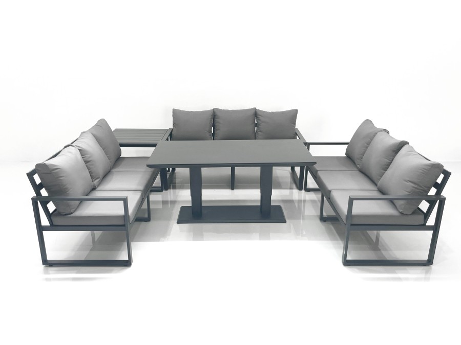Click to view product details and reviews for Fimous 9 Seater Garden Sofa Set Aluminium Furniture Rising Dining Tabe Set With Side Table Dark Grey.