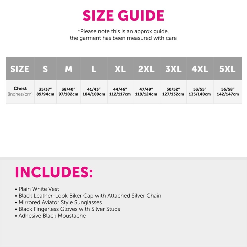 Freddy Mercury Set - Size Guide