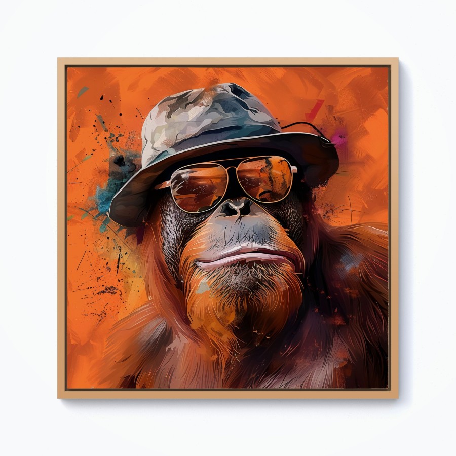 Click to view product details and reviews for Orangutan In Glasses Framed Canvas 10 X 10 Pine.