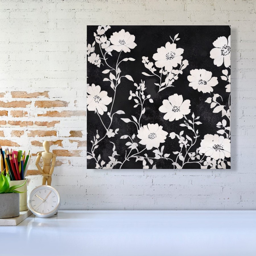 Click to view product details and reviews for Black And White Floral Silhouette Canvas Medium 16 X 16.