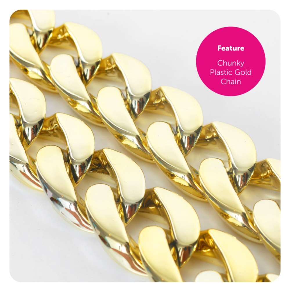 Ibiza Final Boss Costume Accessory Set | 4 Pcs | Wig, Chain, Sunglasses & Goatee