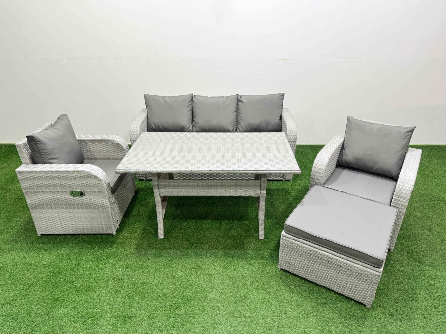 Click to view product details and reviews for Fimous Pe Rattan Garden Furniture Set Reclining Chair Sofa Lounge Sofa Set Rectangular Dining Table Big Footstool Light Grey. Click to view product details and reviews for Fimous Pe Rattan Garden Furniture Set Reclining Chair Sofa Lounge Sofa Set Rectangular Dining Table Big Footstool Light Grey.
