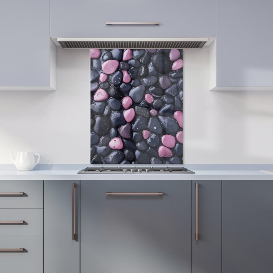Click to view product details and reviews for Blush And Charcoal Pebble Mix Kitchen Splashback W600mm X H750mm.