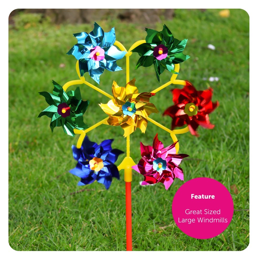 Pack of 6 Large 19.5cm Mini DIY Windmills