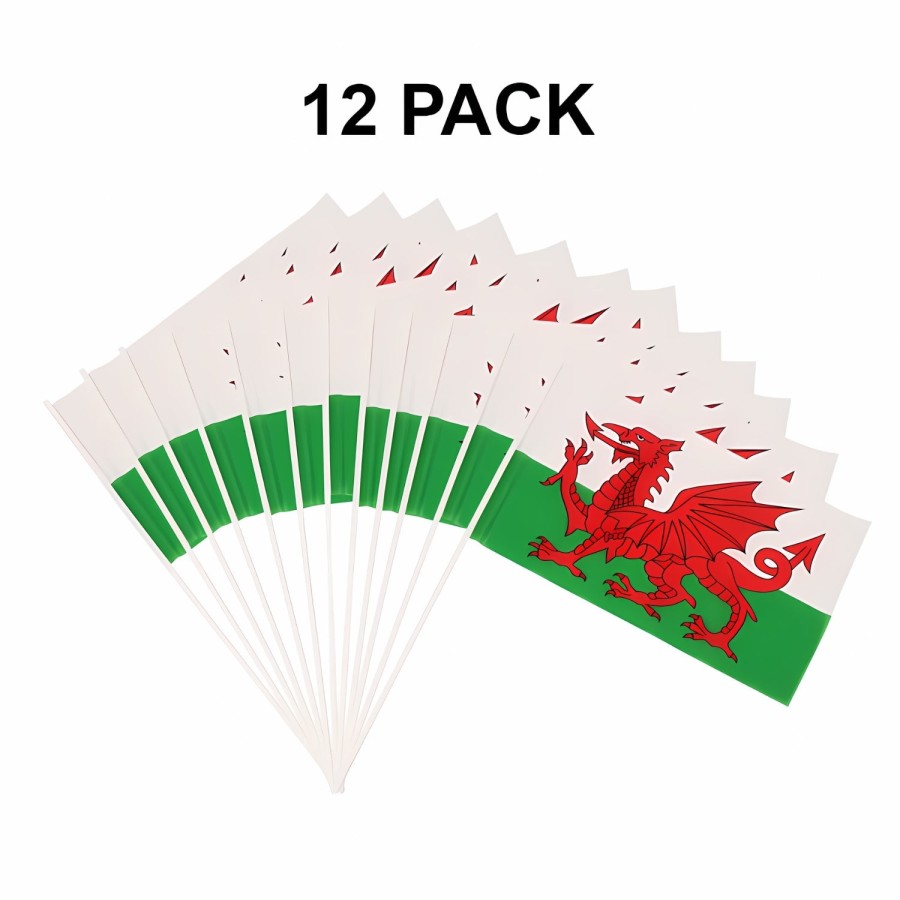 Click to view product details and reviews for 12 Pack Welsh Hand Waving Flags 30x17cm.