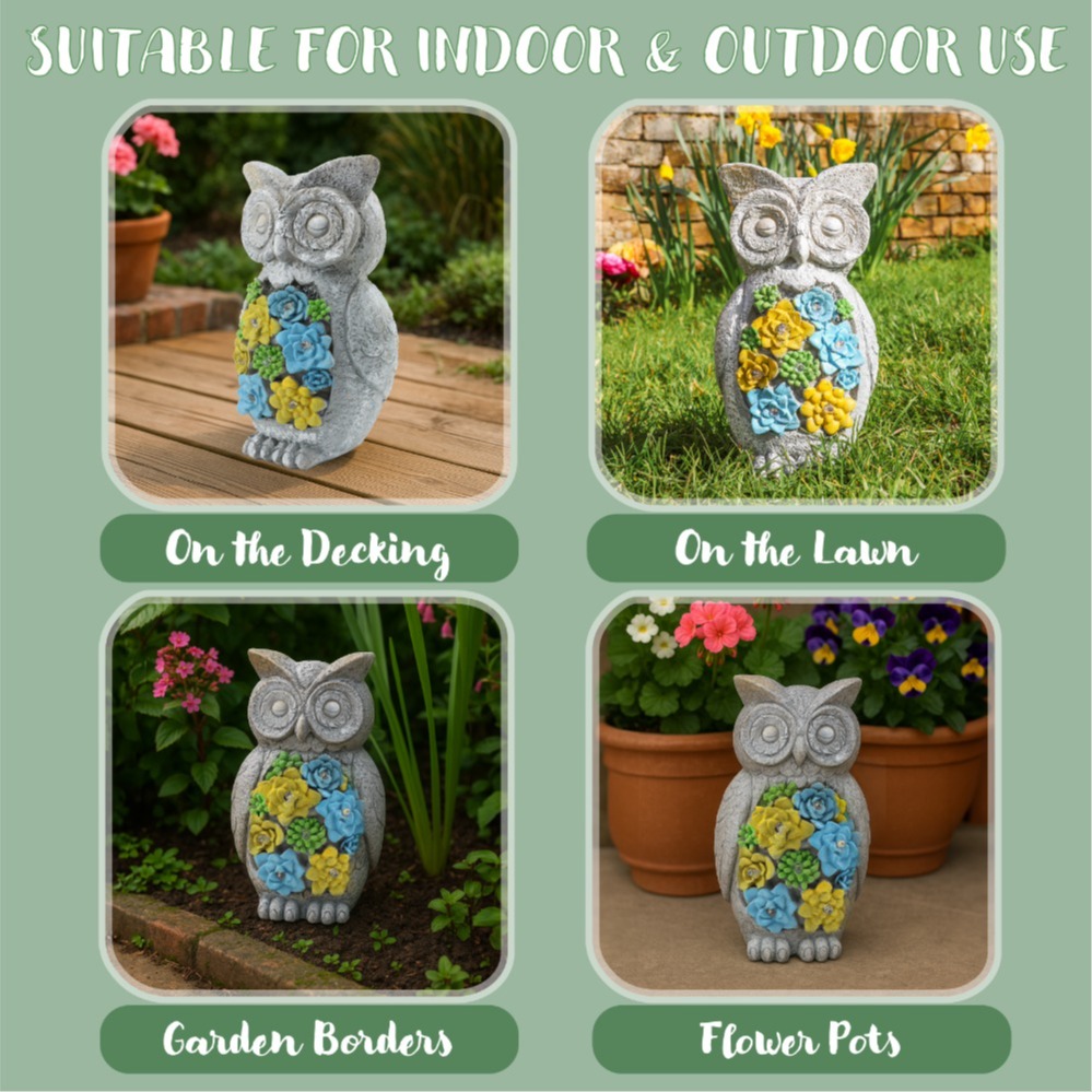 Solar Owl Statue (23x13x9cm)