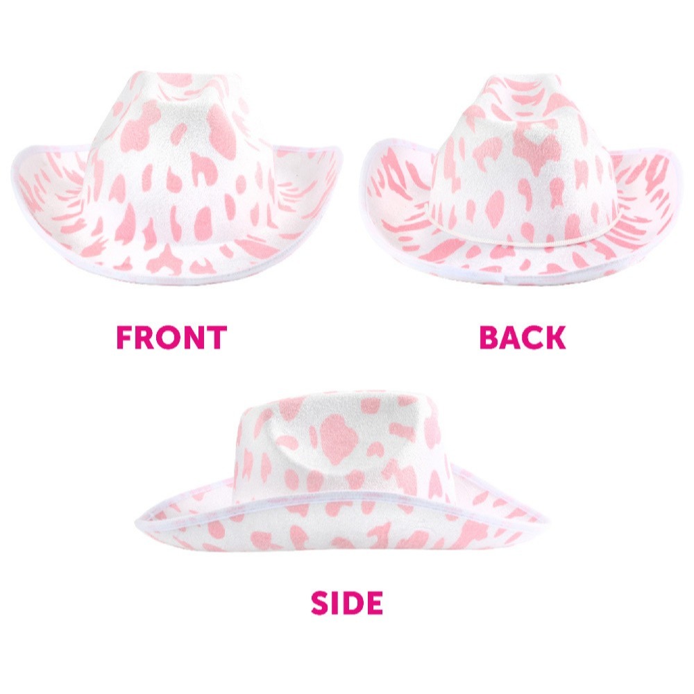 Pink Cow Print Cowboy Hat