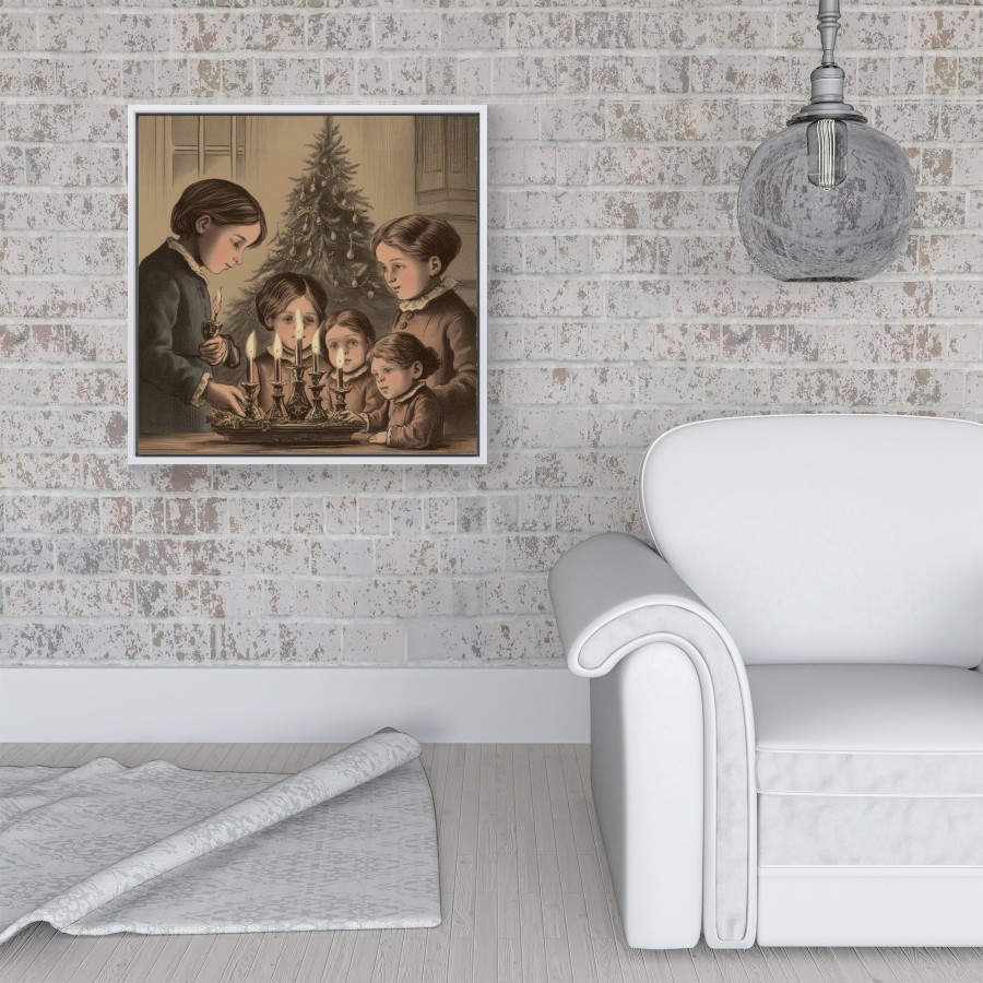 Click to view product details and reviews for Christmas Candles Framed Canvas 16 X 16 White.