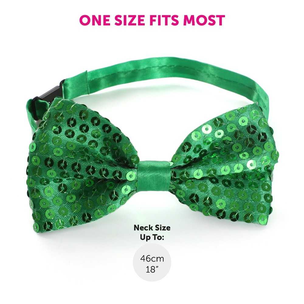 Green Sequin Trilby Hat, Sequin Bow Tie & Green Braces