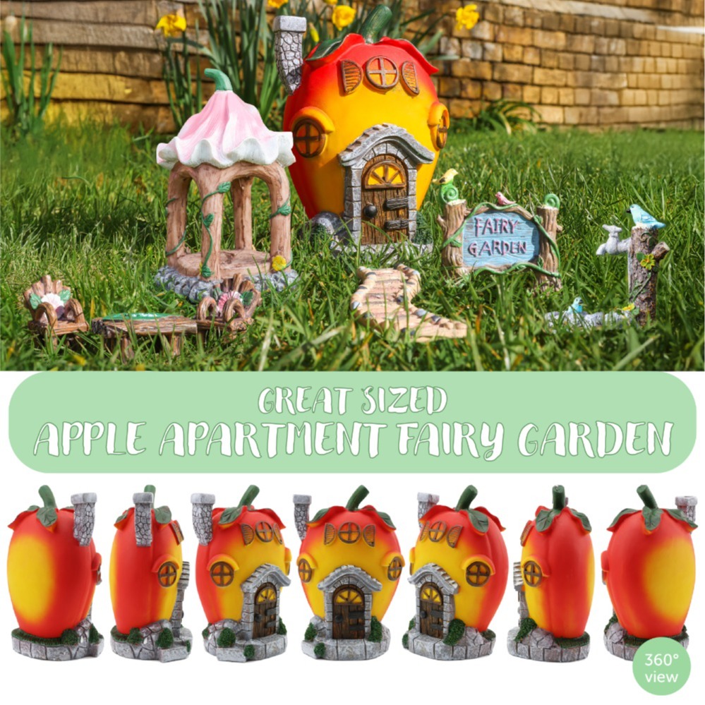 Apple Apartment 13 x 8 x 20cm - Secret Fairy Garden Resin Decorations