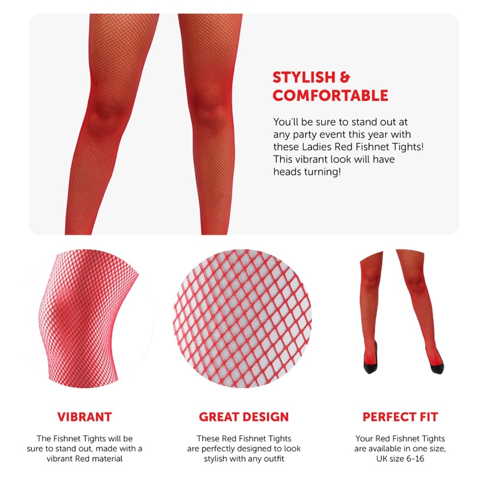Red Mesh Fishnet Tights