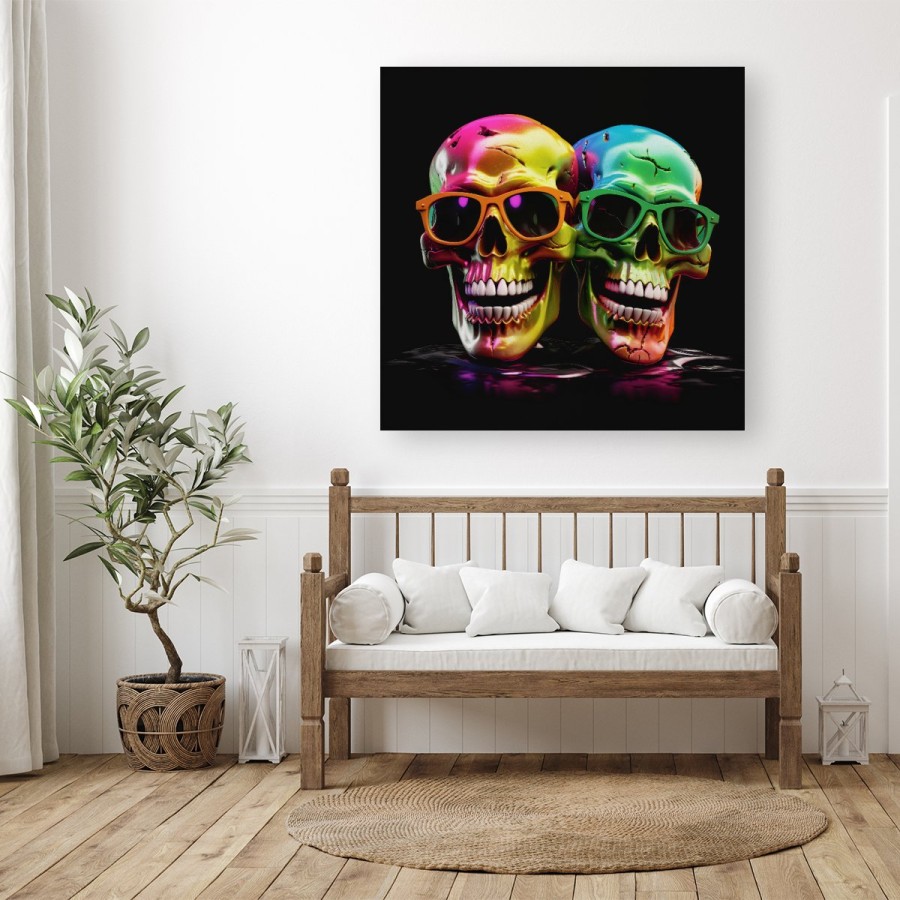 Click to view product details and reviews for Happy Skeletons In Sunglasses Canvas Large 30 X 30.