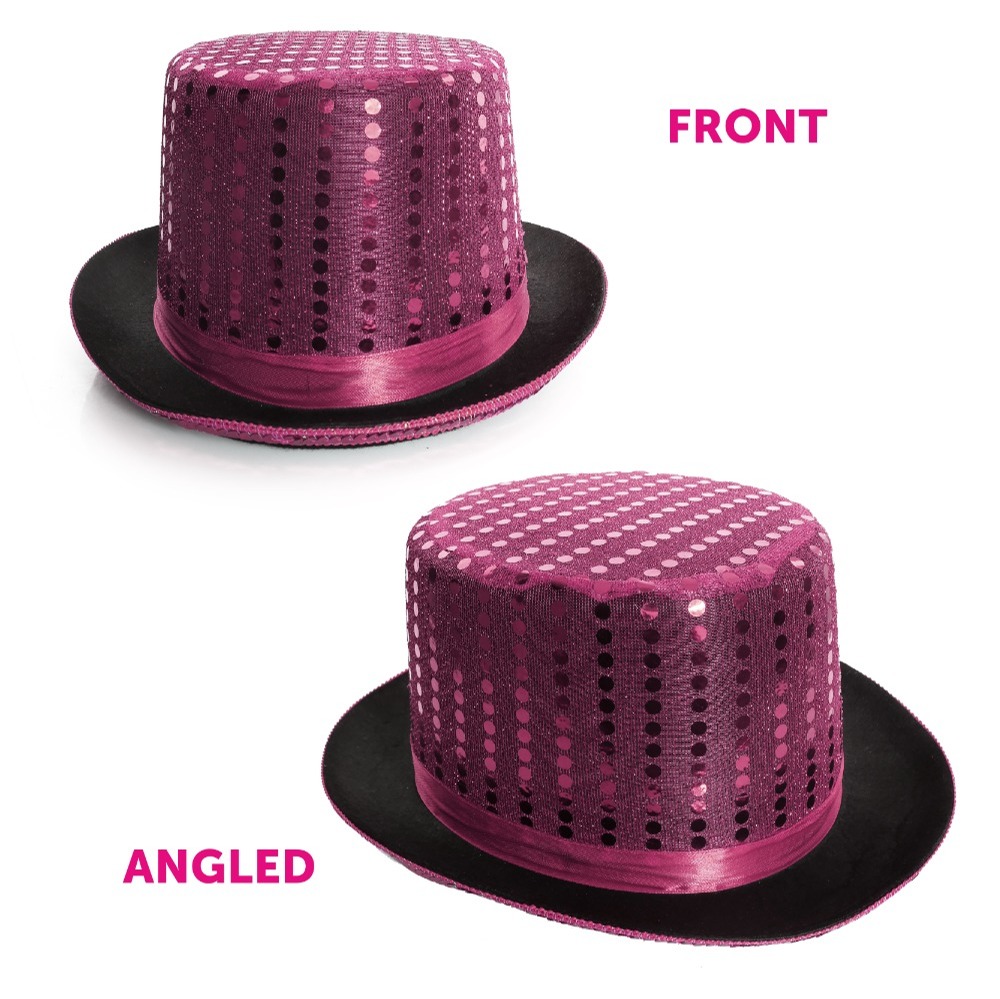 Childs Pink Sequin Top Hat